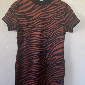 Derek Heart Brown Sheath Mini Dress with Cuffed Sleeves